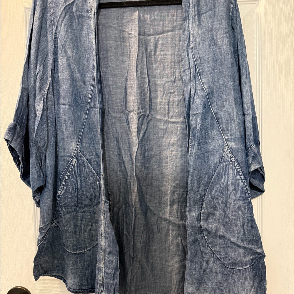 Easel Indigo Open Front Cardigan